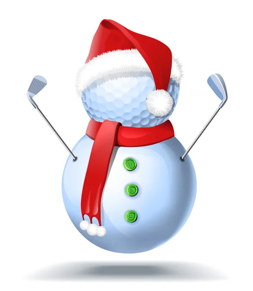 Snowman golfista con planchas — Vector de stock