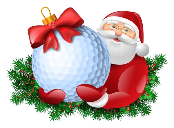 Santa med golfboll — Stock vektor