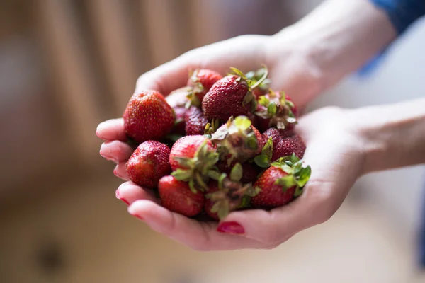 Nahrhafte Erdbeerfrüchte, Hintergrund frischer Erdbeeren — Stockfoto