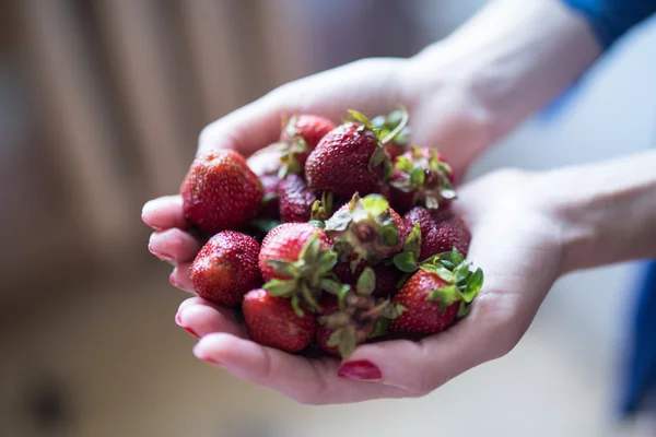 Nahrhafte Erdbeerfrüchte, Hintergrund frischer Erdbeeren — Stockfoto