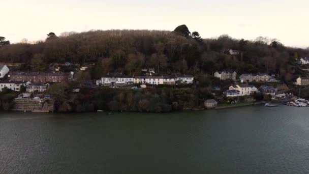 Repülnek Körül Malpas Közel Truro Cornwall Fal Torkolatánál Hajókat Jachtokat — Stock videók