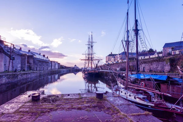 Charlestown Navios Porto Cornwall — Fotografia de Stock