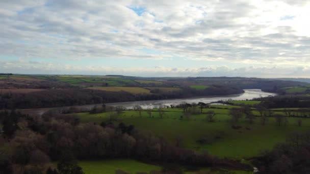 Volant Autour Rivière Tresillian Près Truro Cornwall England Drone Aérien — Video