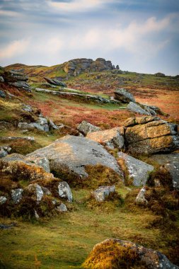 Günbatımına doğru Hookney Dartmoor Devon İngiltere. 