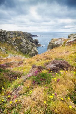 Porthcurno,cornwall england uk, nature scenic view  clipart