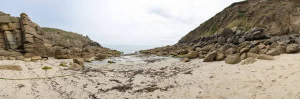 Porthcurno Cornwall England Vista Panorámica Naturaleza —  Fotos de Stock