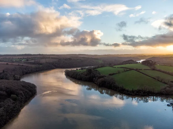 Vista Sobre Barro Del Estuario Cañas Tresillian River Cornwall Inglaterra — Foto de Stock