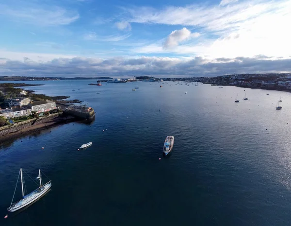 Sailing Falmut Harbour Cornwall England — стоковое фото