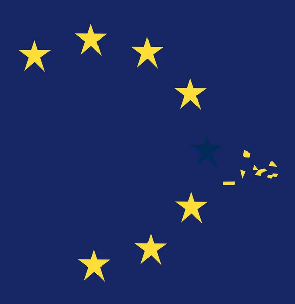Bandeiras Europeias Com Estrelas Amarelas Uma Falta Representando Saída Reino — Fotografia de Stock