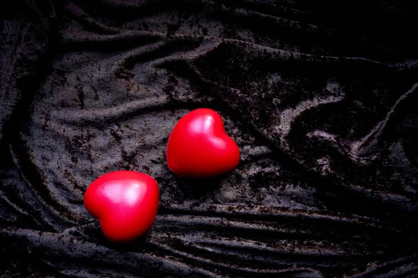 Červená Srdce Černém Pozadí — Stock fotografie