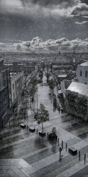 Aerial Black White Shot Plymouth City — Stock Photo, Image