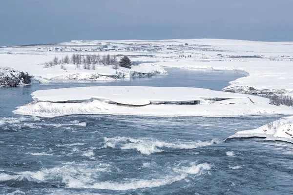 Rio Islandês Neve Perto Husavik — Fotografia de Stock