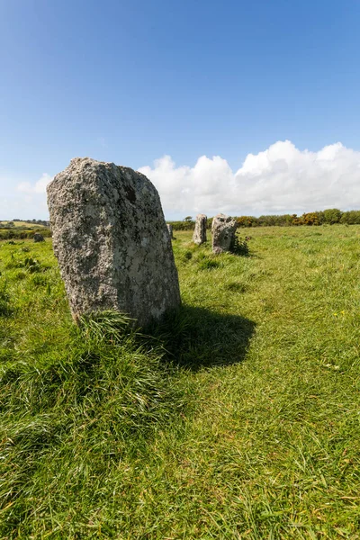 Les Jolies Vierges Près Crique Lamorna Dans Cornwall England Debout — Photo