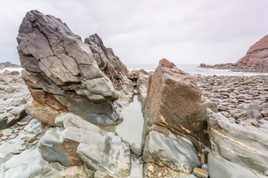 Duckpool Cornwall İngiltere. Bude Yakınları.