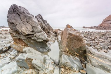 Duckpool Cornwall İngiltere. Bude Yakınları.