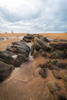Morwenstow, İngiltere Cornwall 'da. Uçurumun kenarında çarpıcı yürüyüşler