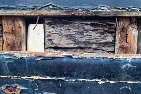 Vieja Ventana Madera Con Pintura Azul —  Fotos de Stock