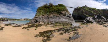 Newquay şehri plajı Cornwall İngiltere.