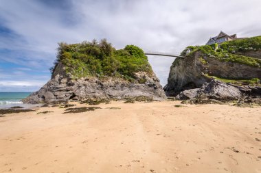 Newquay şehri plajı Cornwall İngiltere.