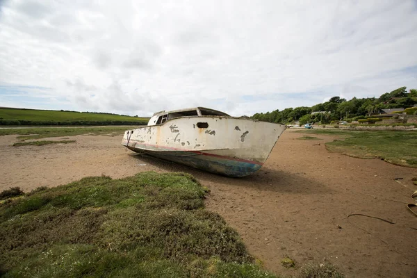 Vieux Bateau Naufragé Dans Gannel Newquay Cornwall Angleterre Royaume Uni — Photo