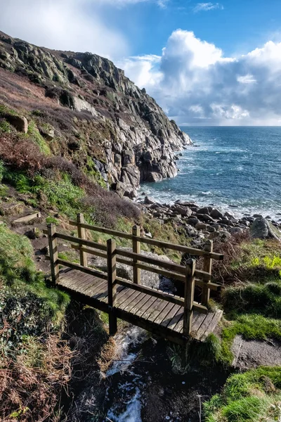 Vue Sur Falaise Plage Avec Des Cailloux Des Rochers — Photo