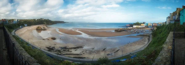 Tenby Panorama Wales Playa — Foto de Stock