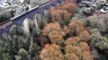 Truro 'nun, Katedral' in ve River Cornwall 'ın hava görüntüleri. 