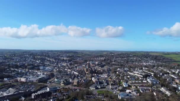 Arriba plano aéreo de truro y la ciudad vista aérea cornwall Inglaterra Reino Unido — Vídeo de stock