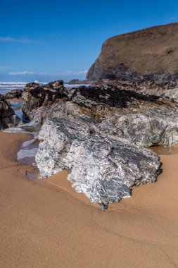 Watergate Körfezi Cornwall, İngiltere, İngiltere Sörf Sahili