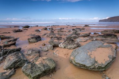 Watergate Körfezi Cornwall, İngiltere, İngiltere Sörf Sahili