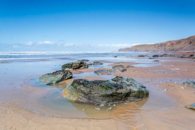 Watergate Körfezi Cornwall, İngiltere, İngiltere Sörf Sahili