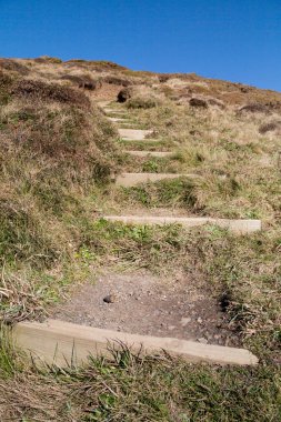 Çölde yolu olan güzel bir manzara.