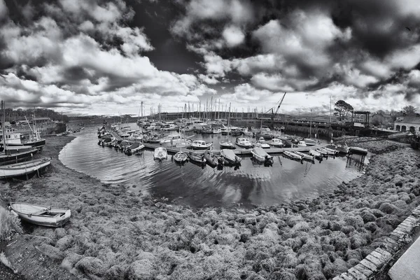 Black White Infrared Shot Mylor Harbor — Stockfoto