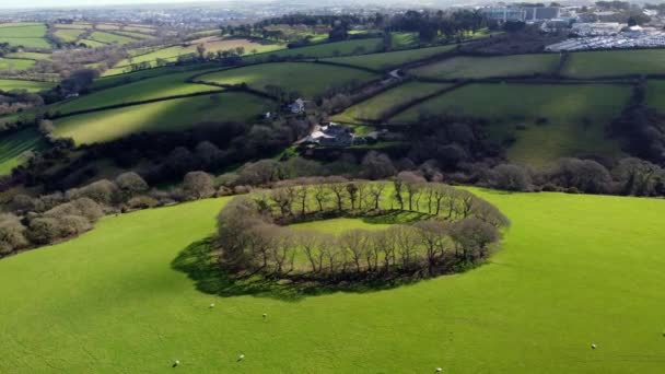 Letecké drone záběry Penventinnie kolo Iron Age pevnost v blízkosti truro cornwall england uk — Stock video