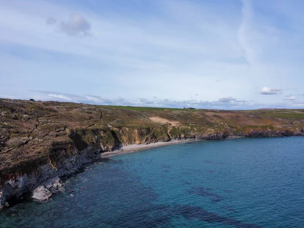 Kust Tussen Pruisen Inham Praa Zand Maïsmuur Engeland — Stockfoto