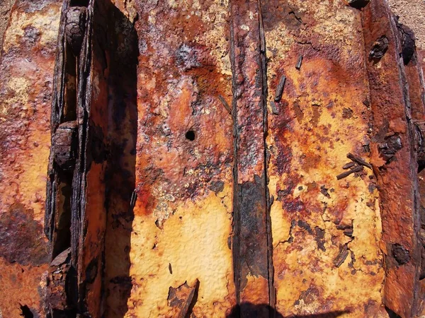 Rusty Máquinas Antigas Marrom Amarelo Textura Abstrata — Fotografia de Stock