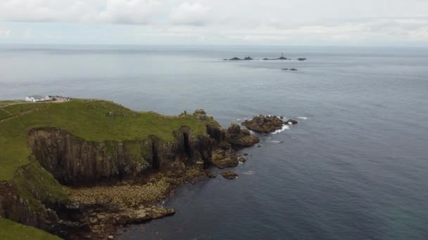 Lands end cornwall england Wielka Brytania zdjęcia dronów lotniczych — Wideo stockowe