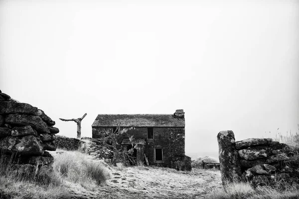 Fazenda Abandonada Bodmin Moor Cornwall Inglaterra Névoa — Fotografia de Stock