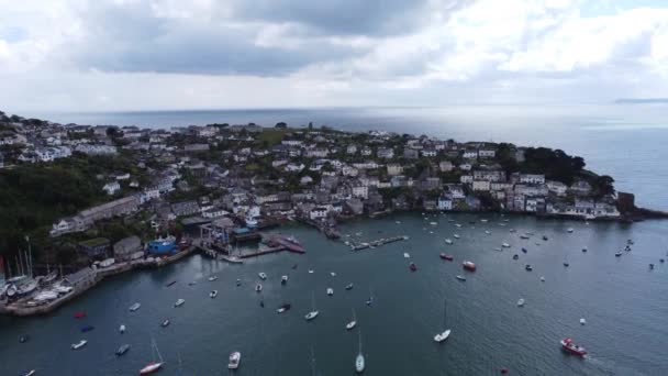 Fowey port dron powietrzny Cornwall Anglia uk w pobliżu Polruan — Wideo stockowe