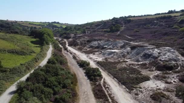 Szlak Górniczy Bissoe Trasa Rowerowa Drone Lotnicze Kornwalii Anglia — Wideo stockowe