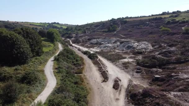 Ruta Minera Bissoe Ruta Ciclista Cornwall Inglaterra Reino Unido Avión — Vídeos de Stock