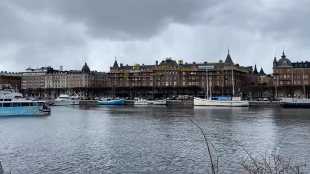 Der Ozeanbus Wasser Kanal Zentrum Von Stockholm — Stockvideo