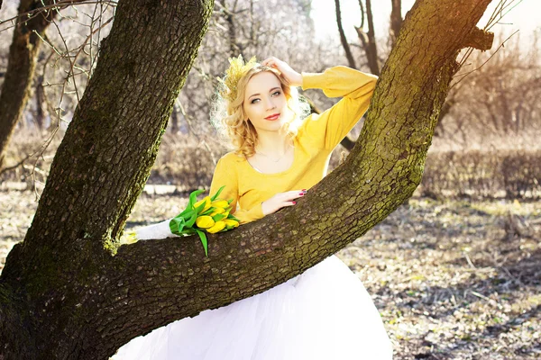 Spring bride from a wedding with yellow Stock Image