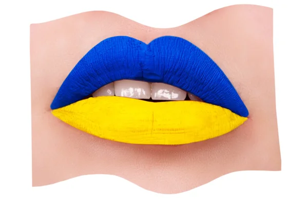 Blauwe en gele lippen. Oekraïne. symbool — Stockfoto