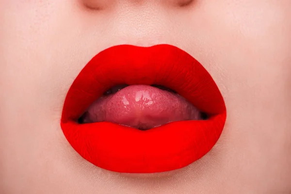 Close up shoot of lips young beautiful girl — Stock Photo, Image