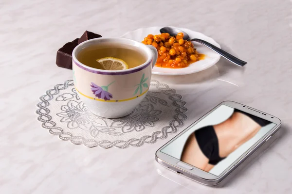 Chaska heißen Tee mit Oblipiha. Süßigkeiten. Gesundheit — Stockfoto