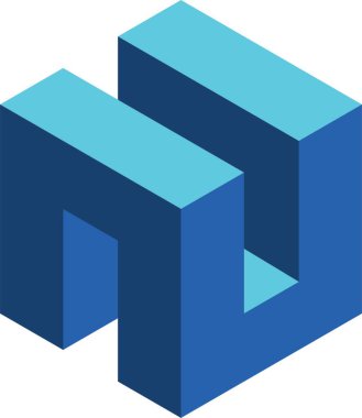 3d mavi küp simgesi