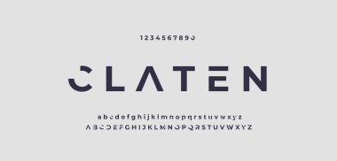 Soyut, minimal, modern alfabe yazı tipleri. Typography teknolojisi elektronik dijital müzik geleceğin yaratıcı yazı tipi. Vektör illüstrasyonu 10