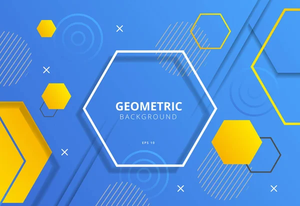 Fondo Abstracto Azul Amarillo Patrón Geométrico Moderno Composición Diseño Banner — Vector de stock