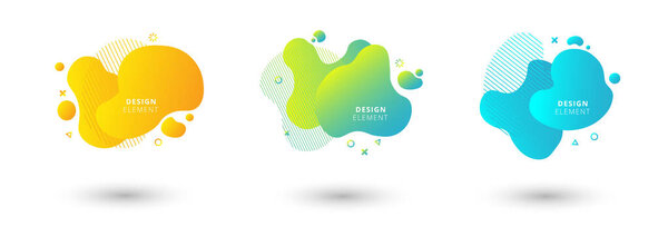 Set of abstract modern graphic elements. Dynamical colored forms and line. Gradient abstract banners with flowing liquid shapes. Template for the design of a logo, flyer or presentation.